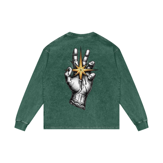 Try #01 Acid Wash Oversize Long Sleeve T-Shirt